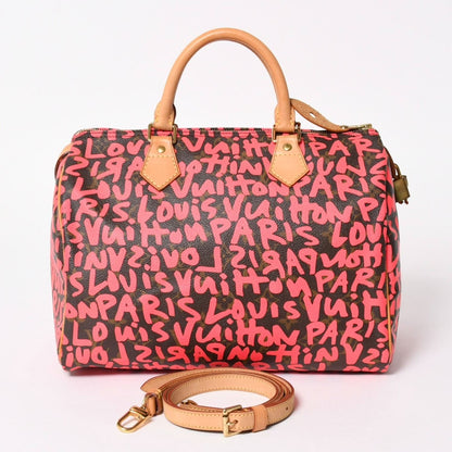 Louis Vuitton Monogram Graffiti Speedy 30 Handbag Brown Pink Gold — view 2
