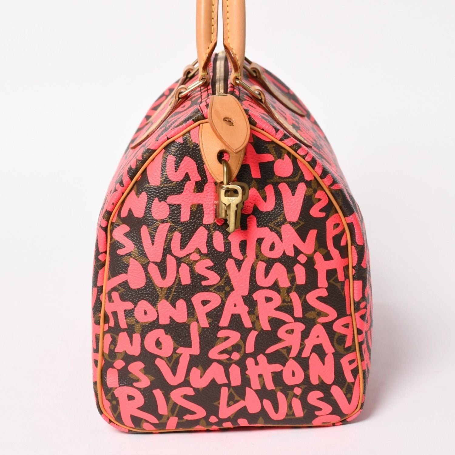 Louis Vuitton Monogram Graffiti Speedy 30 Handbag Brown Pink Gold — view 5