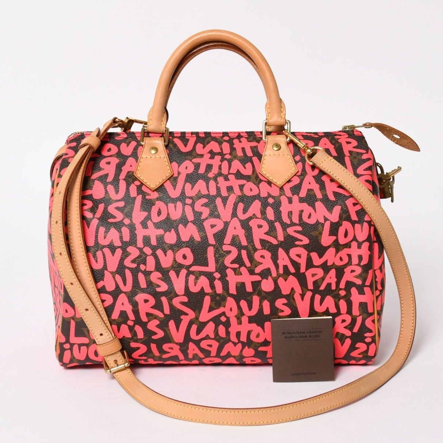 Louis Vuitton Monogram Graffiti Speedy 30 Handbag Brown Pink Gold
