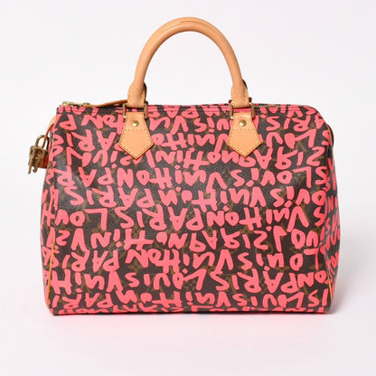 Louis Vuitton Monogram Graffiti Speedy 30 Handbag Brown Pink Gold — view 3