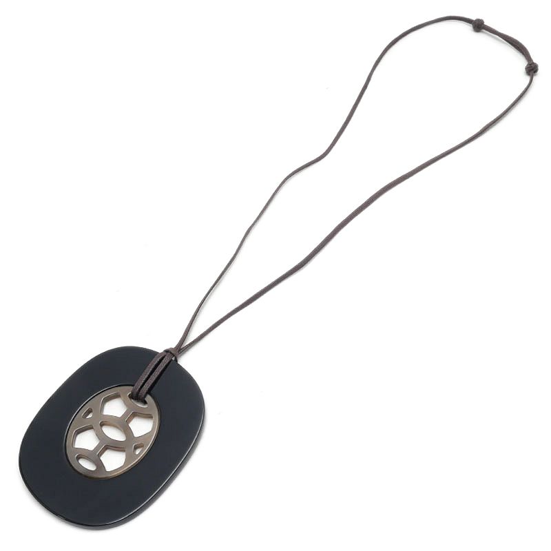 Hermes GM Buffalo Necklace Black Gray — view 2