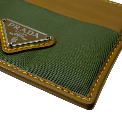 Prada Speedlock Re-Nylon Card Case Business Holder Triangle Logo Leather Brown — view 4