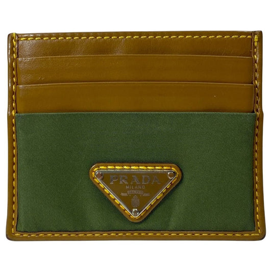 Prada Speedlock Re-Nylon Card Case Business Holder Triangle Logo Leather Brown