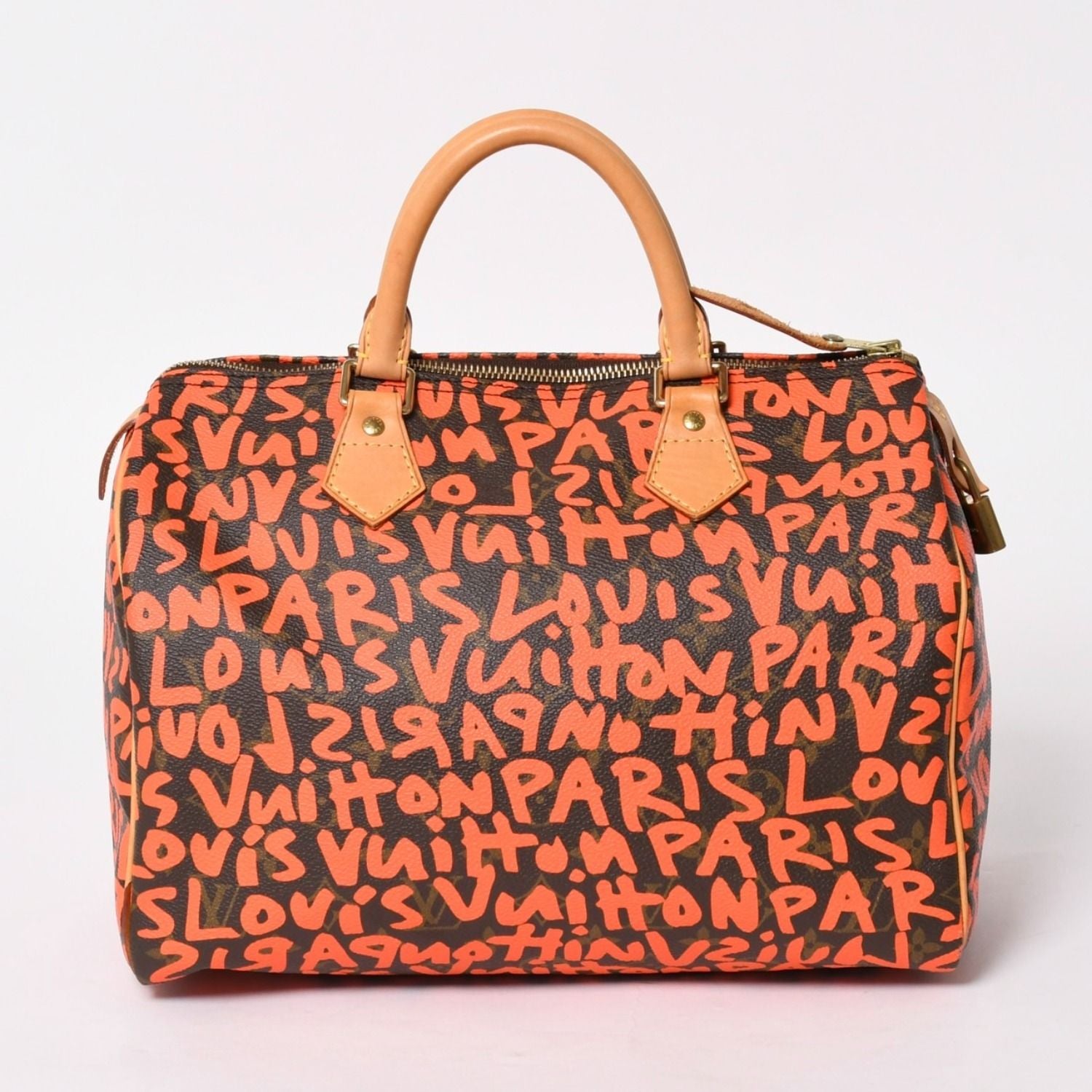 Louis Vuitton Monogram Speedy 30 Orange Handbag Graffiti Canvas