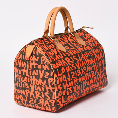Louis Vuitton Monogram Speedy 30 Orange Handbag Graffiti Canvas — view 3