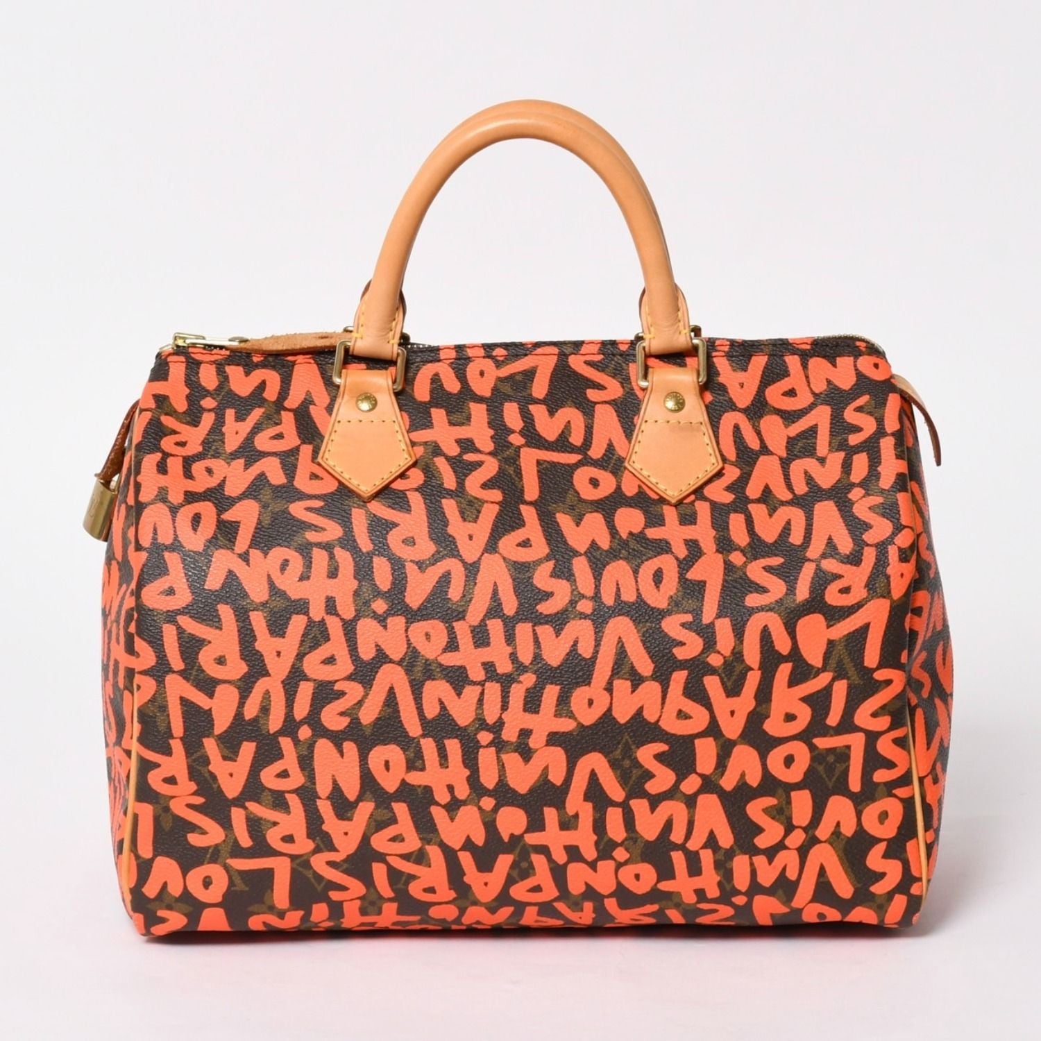 Louis Vuitton Monogram Speedy 30 Orange Handbag Graffiti Canvas — view 2