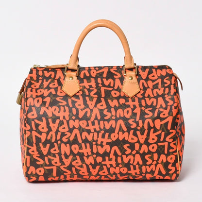 Louis Vuitton Monogram Speedy 30 Orange Handbag Graffiti Canvas — view 2