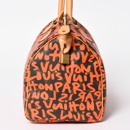 Louis Vuitton Monogram Speedy 30 Orange Handbag Graffiti Canvas — view 4