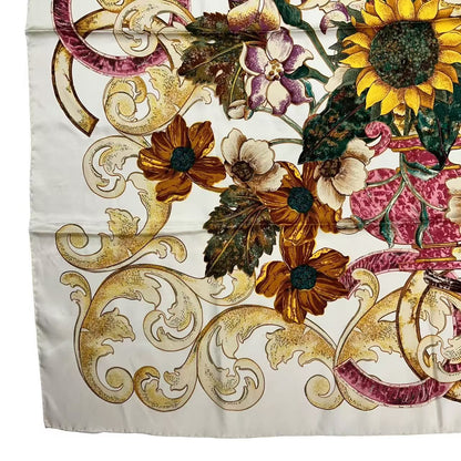 Chanel Scarf Sunflower Pattern Silk Multicolor — view 5