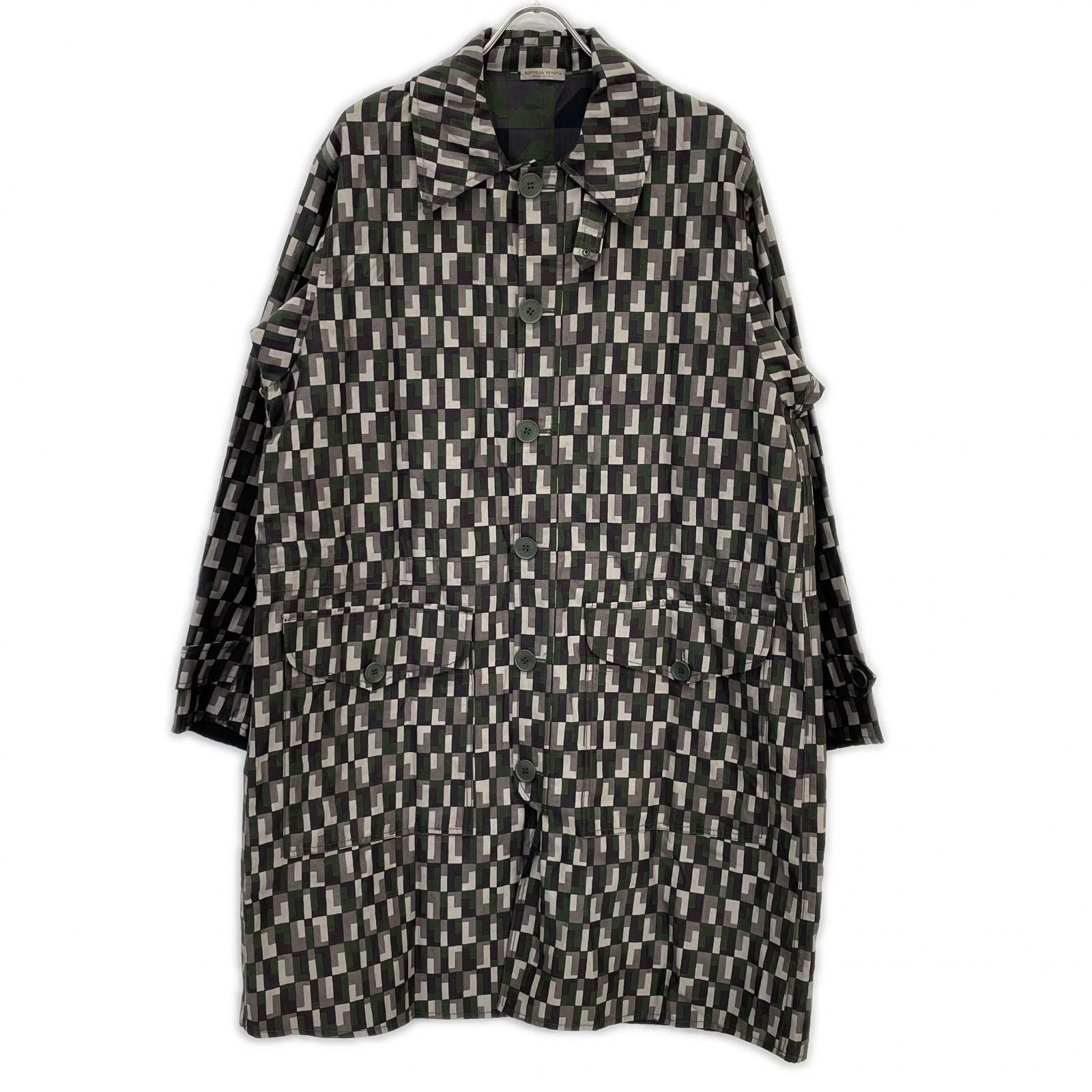 Bottega Veneta Khaki Check Spring Coat 46