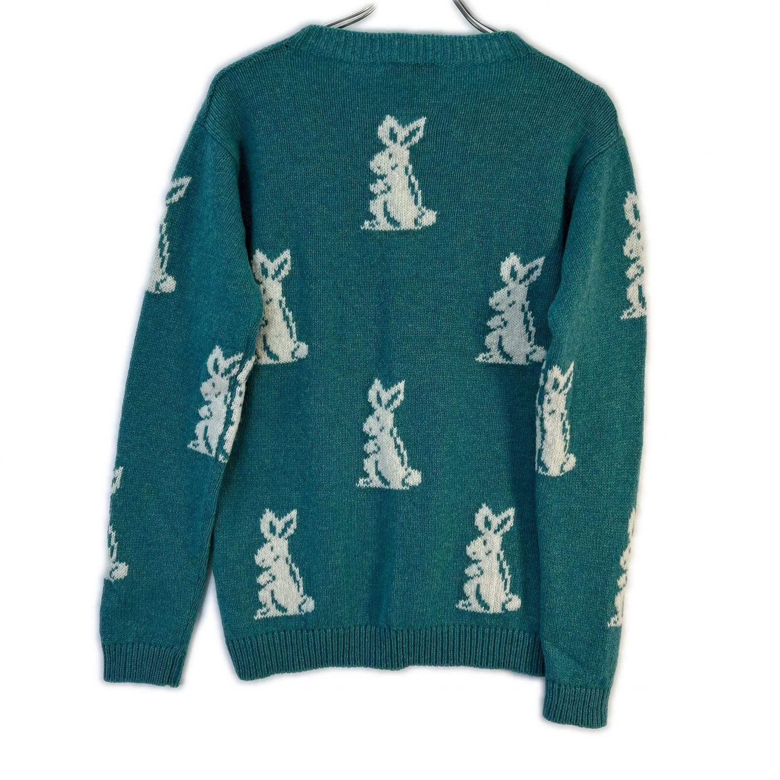 Prada Blue Rabbit Pattern Wool Sweater 46 — view 2