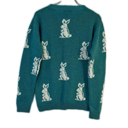 Prada Blue Rabbit Pattern Wool Sweater 46 — view 2