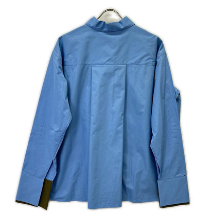 Loewe Light Blue Khaki Cotton Anagram Embroidery Layered Shirt — view 2