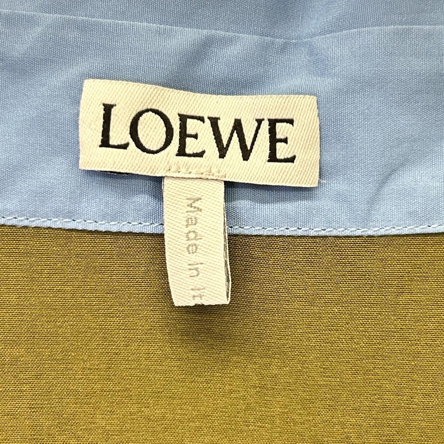 Loewe Light Blue Khaki Cotton Anagram Embroidery Layered Shirt — view 4