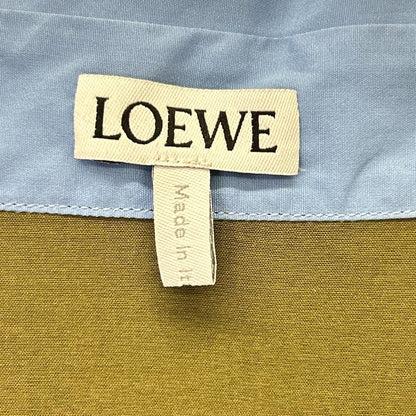 Loewe Light Blue Khaki Cotton Anagram Embroidery Layered Shirt — view 4