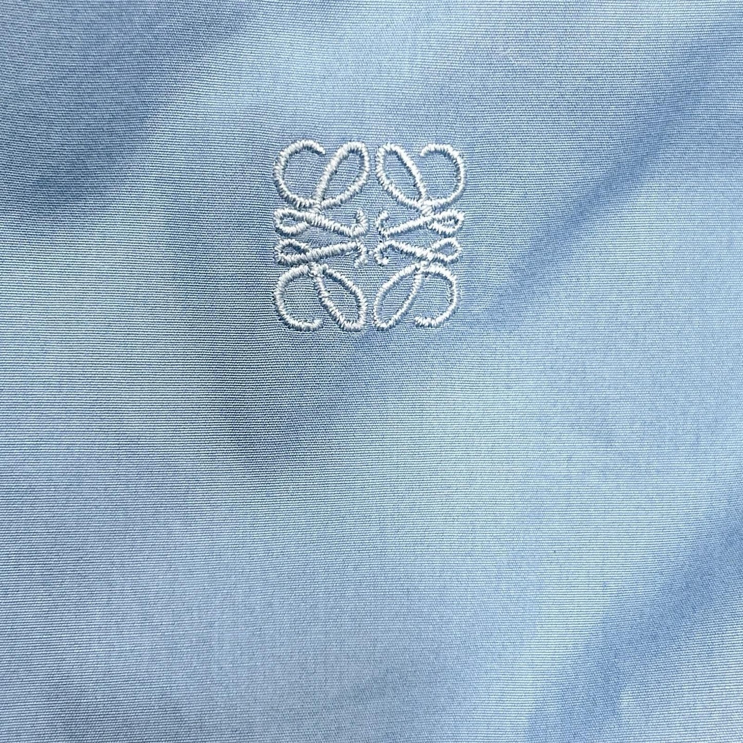Loewe Light Blue Khaki Cotton Anagram Embroidery Layered Shirt — view 9