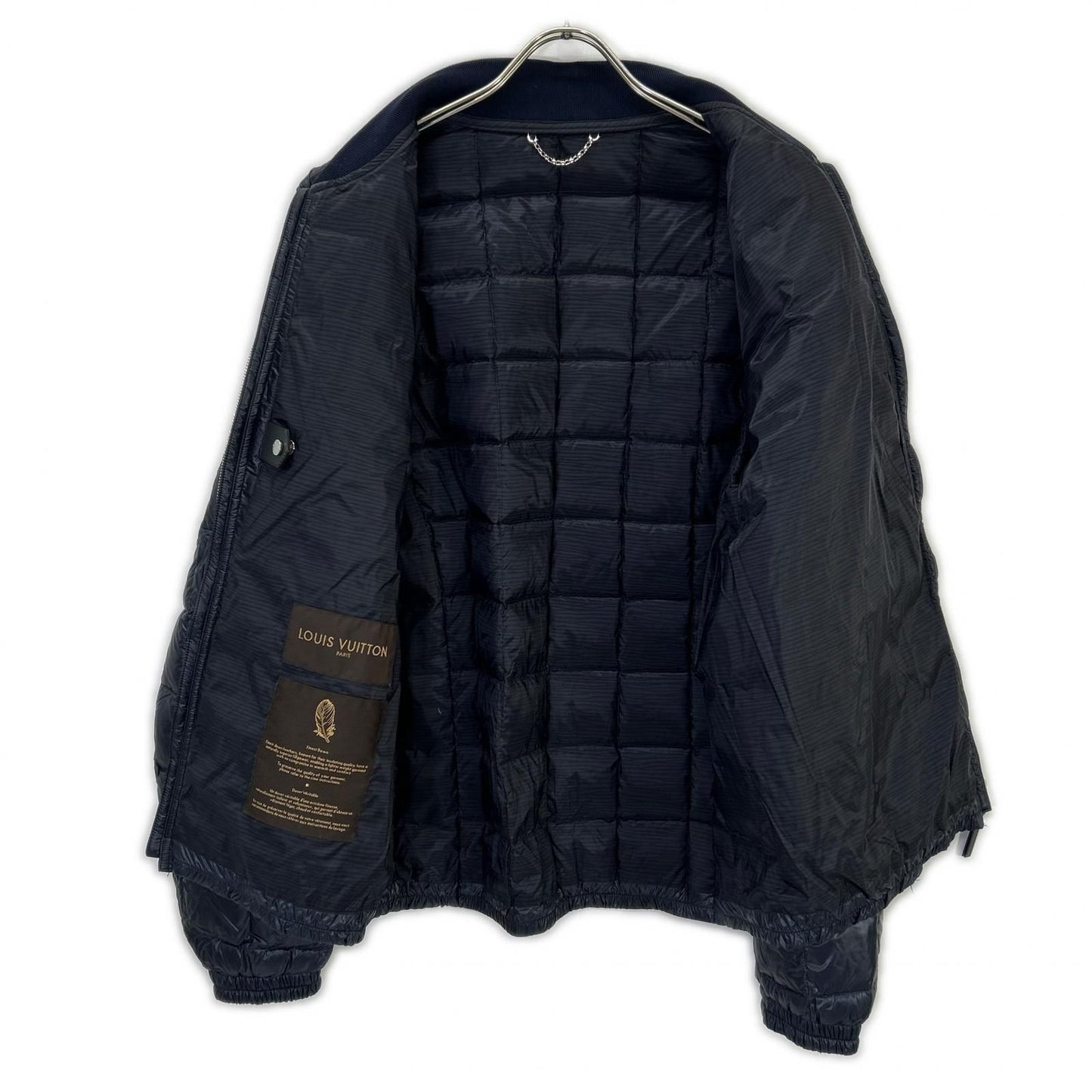 Louis Vuitton Navy Quilted Zip Up Logo Patch Down Jacket 48 — view 3
