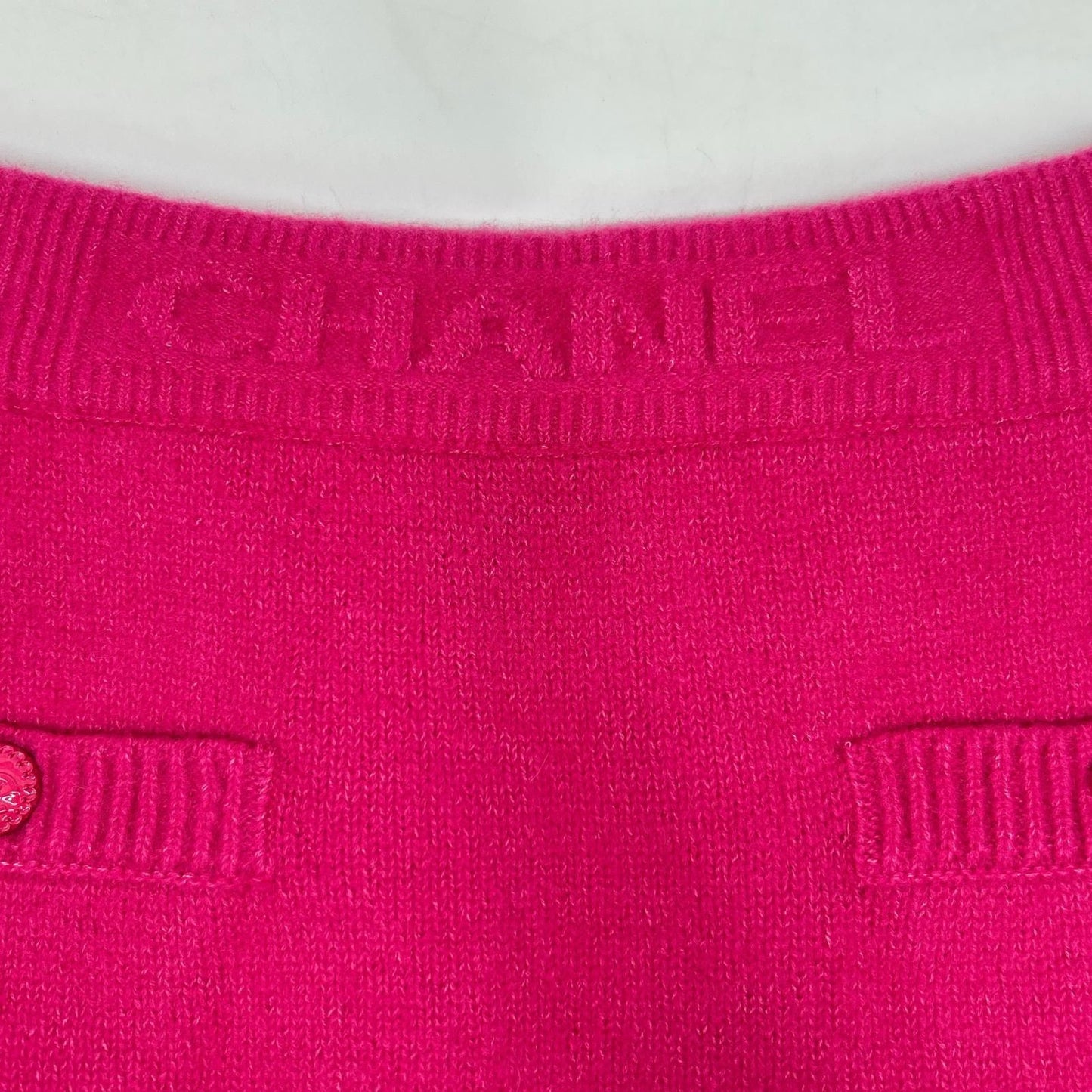 Chanel Wool Oak Silk Logo CC Button Knit Skirt 34 — view 6