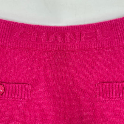 Chanel Wool Oak Silk Logo CC Button Knit Skirt 34 — view 6