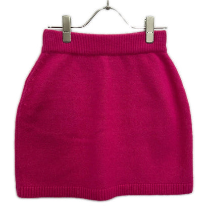 Chanel Wool Oak Silk Logo CC Button Knit Skirt 34