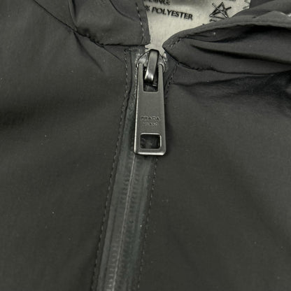 Prada Sports Black Nylon Wool Elbow Patch Knit Contrast Hooded Jacket 48 — view 9