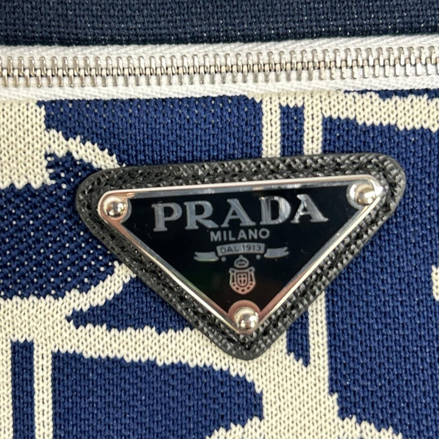 Prada Blue White Knit Jacquard Total Pattern Wrap Skirt 40 — view 6