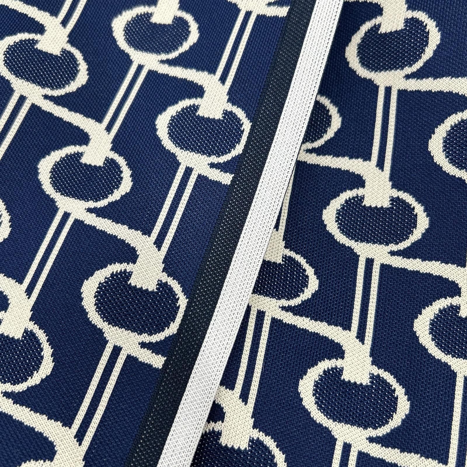 Prada Blue White Knit Jacquard Total Pattern Wrap Skirt 40 — view 7