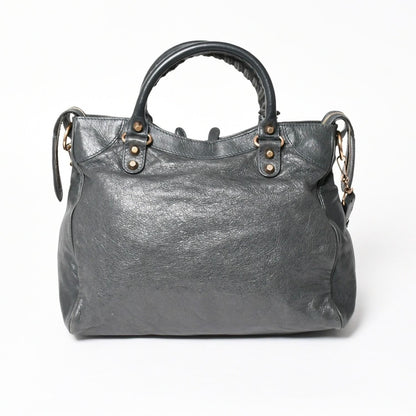 Balenciaga the Velo Shoulder Handbag 2-Way Leather Champagne Gold Gray — view 2