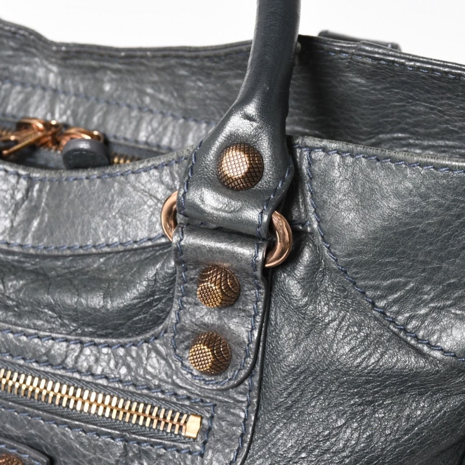 Balenciaga the Velo Shoulder Handbag 2-Way Leather Champagne Gold Gray — view 8