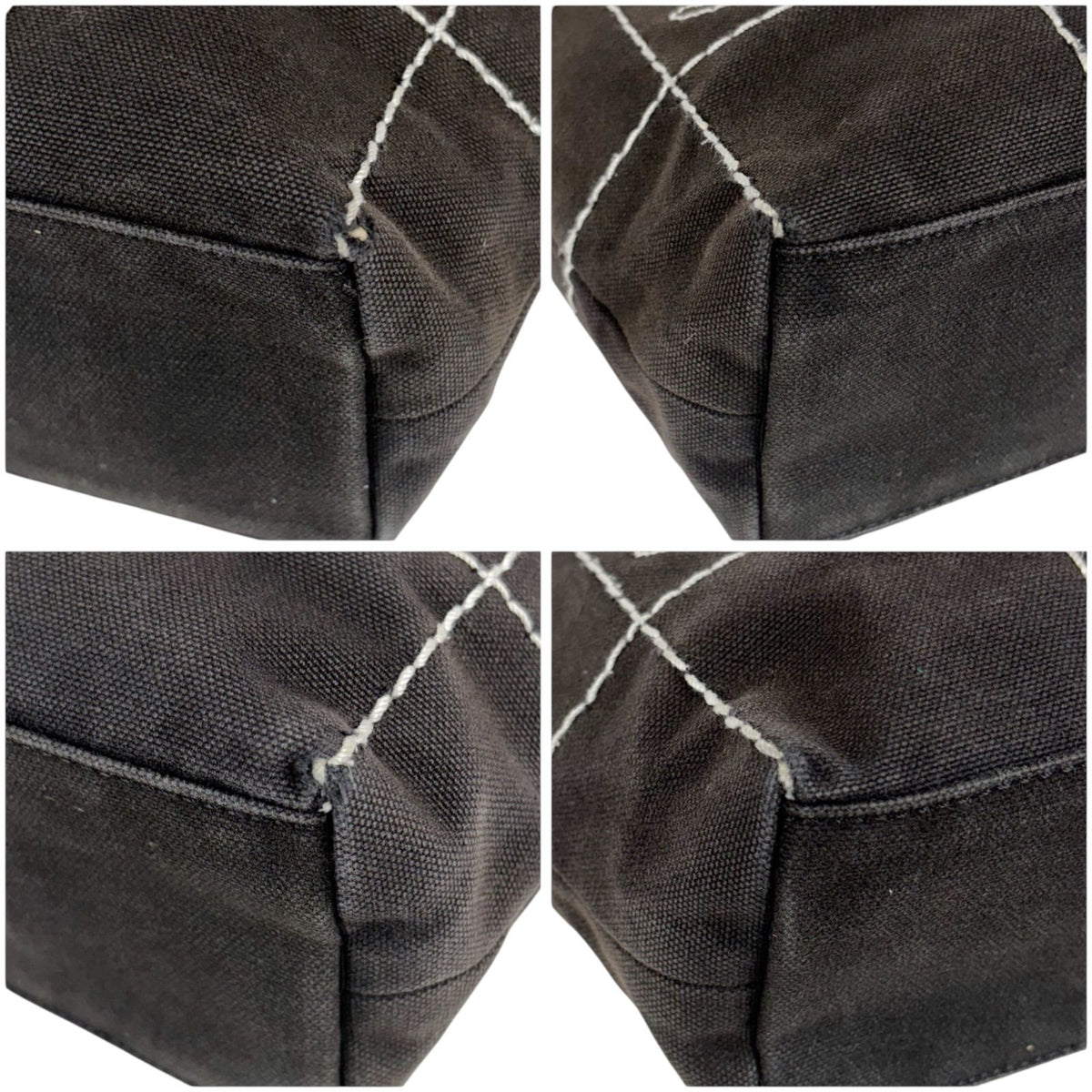 Chanel Wild Stitch Mini Tote Bag CC Logo Black White Canvas Chocolate — view 6
