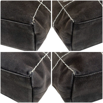 Chanel Wild Stitch Mini Tote Bag CC Logo Black White Canvas Chocolate — view 6