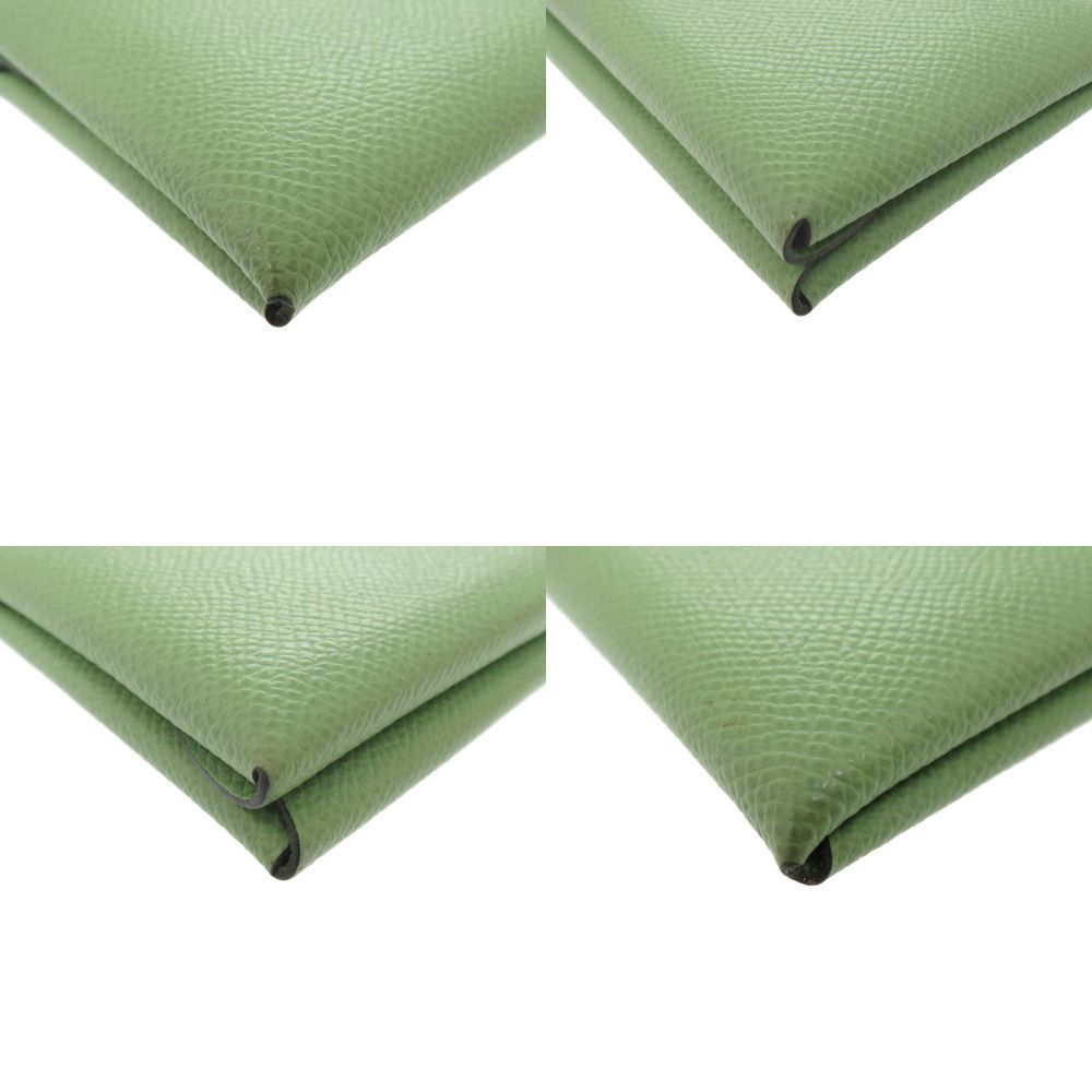 Hermes Calvi Duo Veau Epsom Vert Cricket Coin Case Wallet Green — view 4