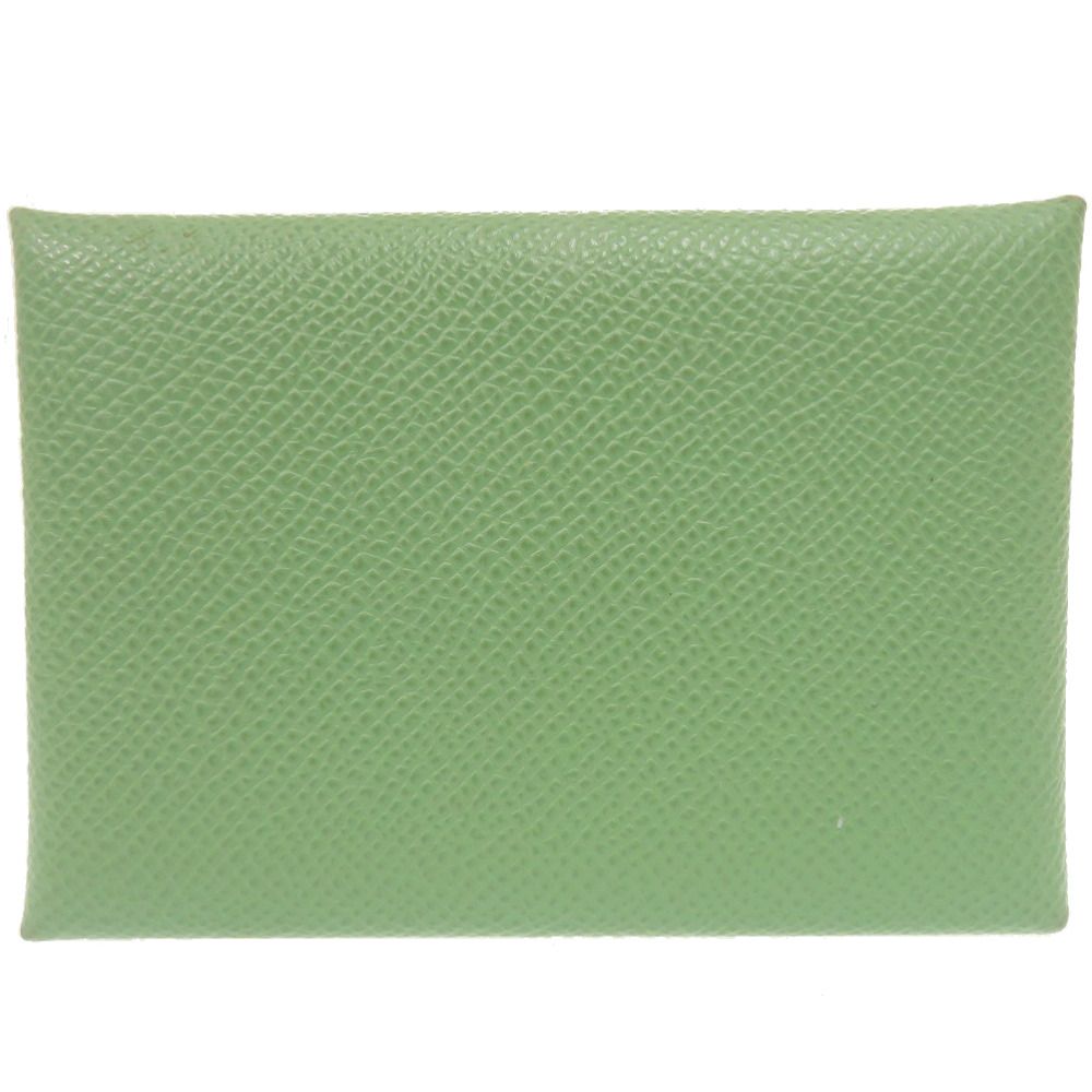 Hermes Calvi Duo Veau Epsom Vert Cricket Coin Case Wallet Green — view 3