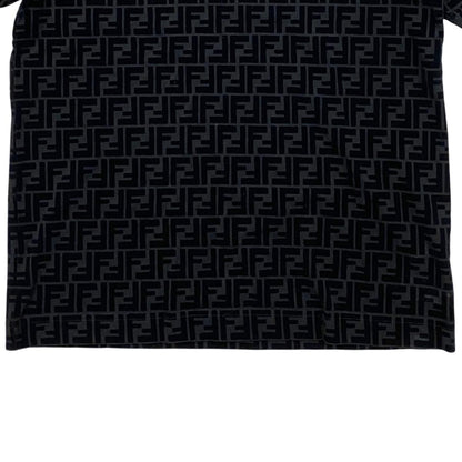 Fendi Short Sleeve T-Shirt FF Motif Crew Neck L Cotton Velour Logo Black — view 4