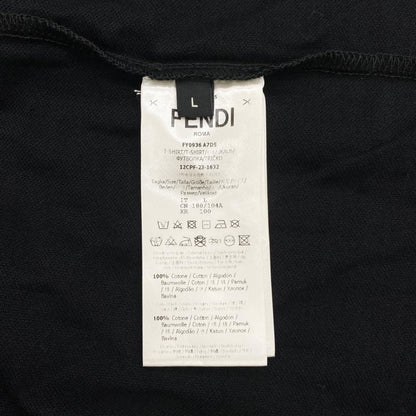 Fendi Short Sleeve T-Shirt FF Motif Crew Neck L Cotton Velour Logo Black — view 8