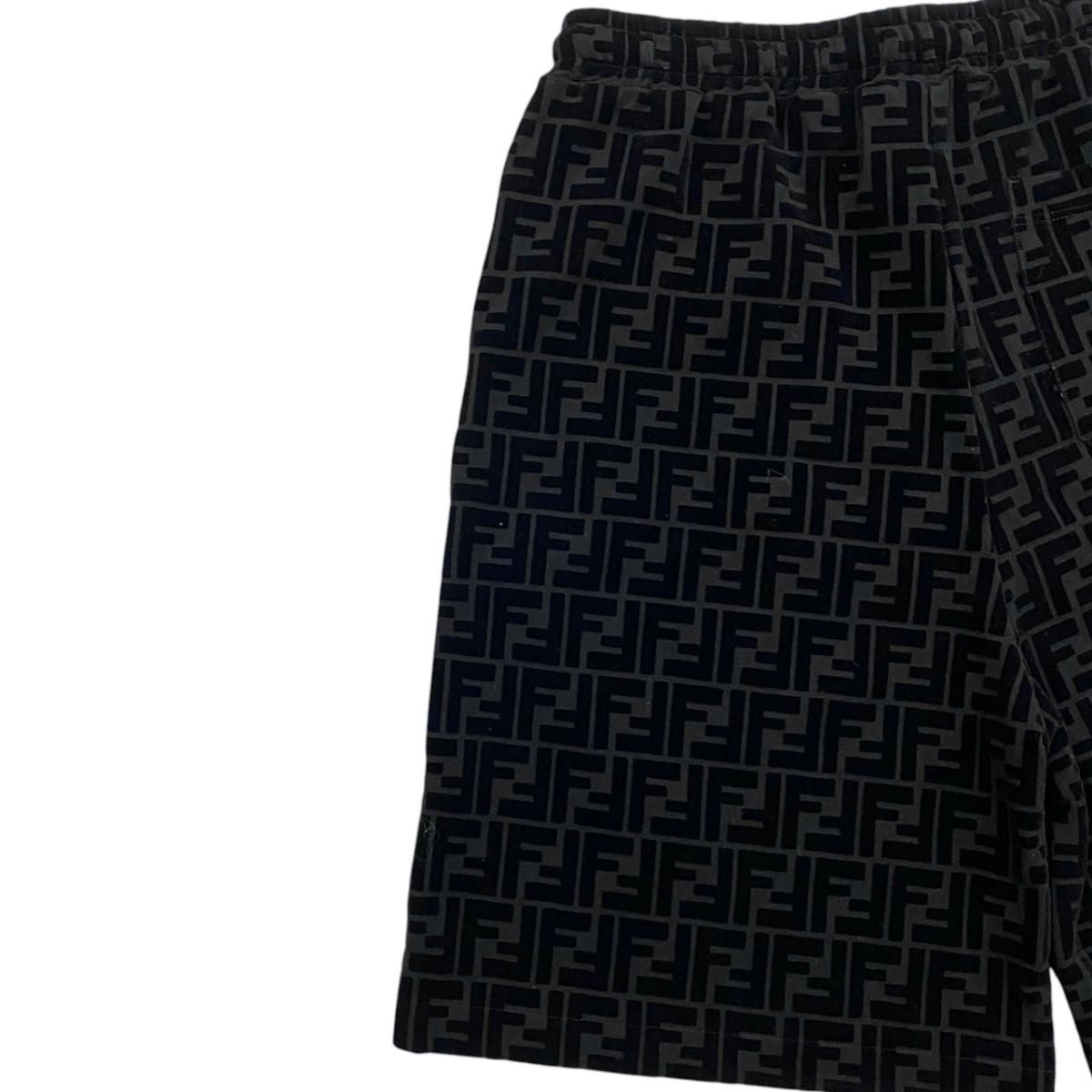 Fendi Shorts FF Motif 46 Cotton Velour Logo Black — view 5