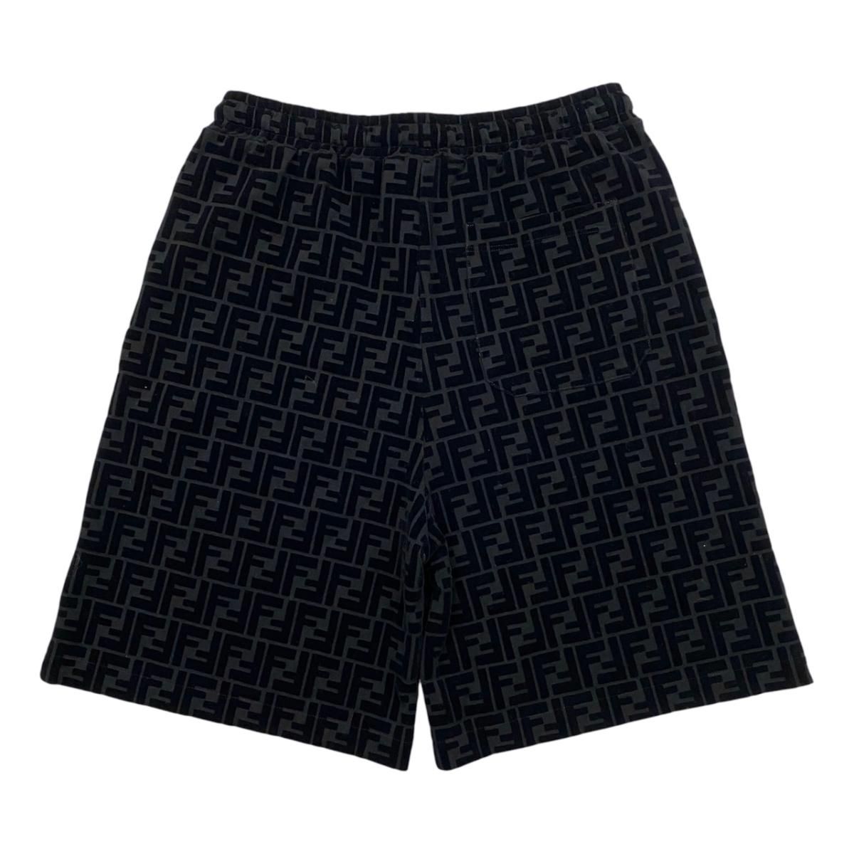 Fendi Shorts FF Motif 46 Cotton Velour Logo Black — view 2