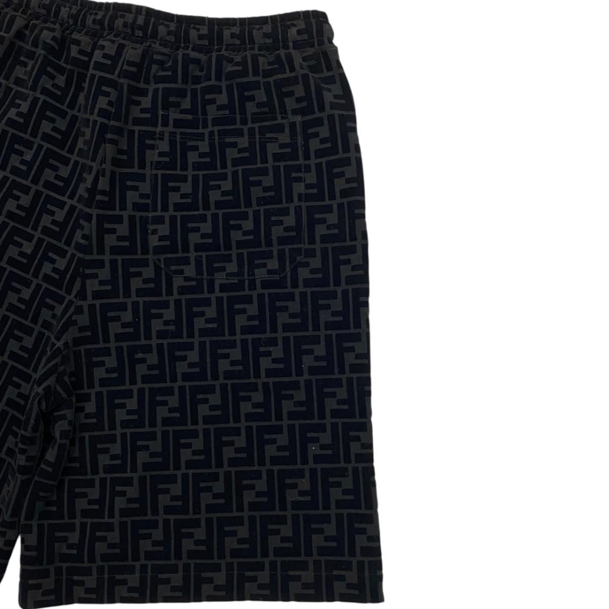 Fendi Shorts FF Motif 46 Cotton Velour Logo Black — view 6