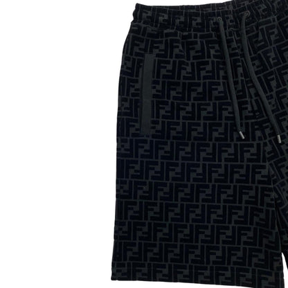 Fendi Shorts FF Motif 46 Cotton Velour Logo Black — view 3