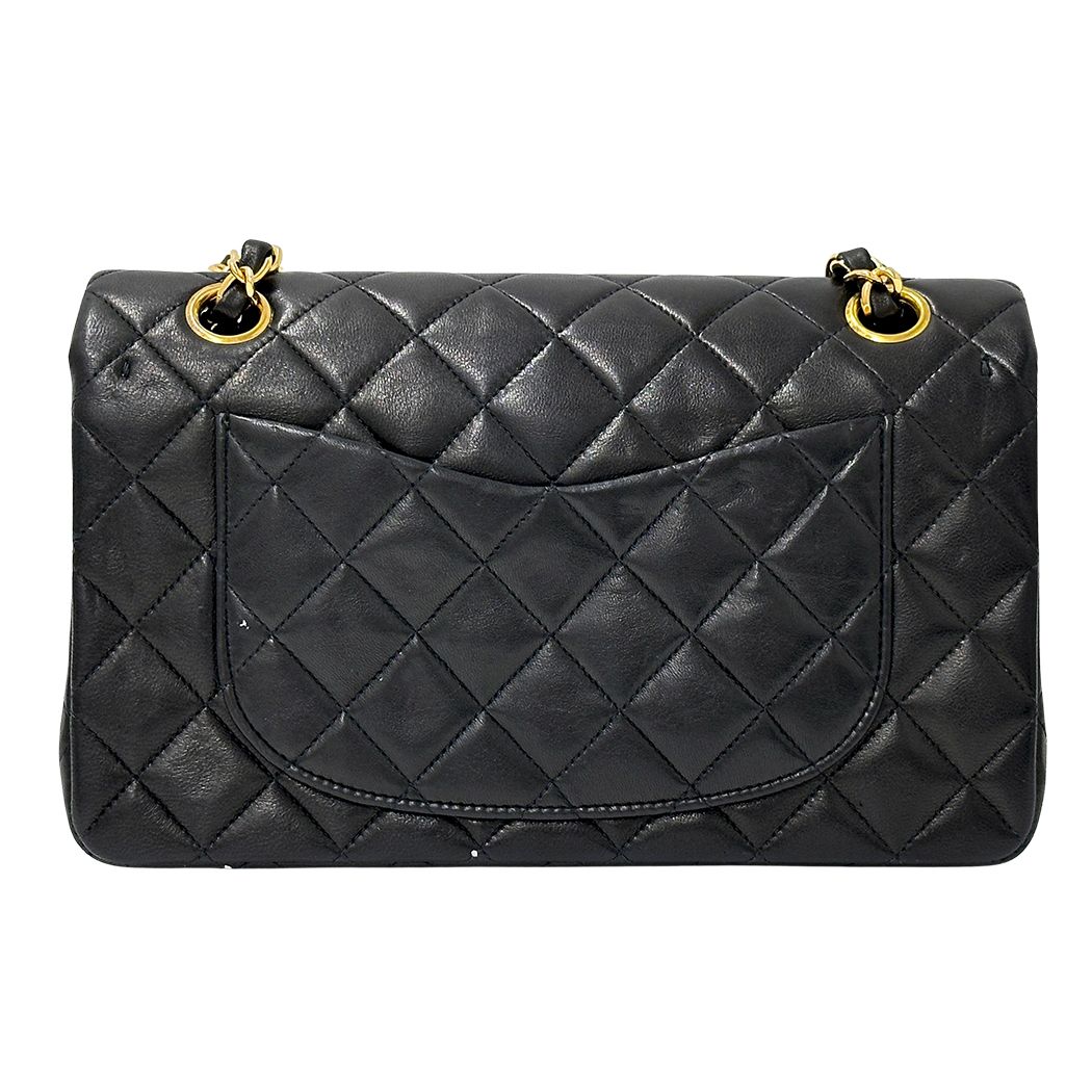 Chanel Quilted 25 Shoulder Bag Lambskin Black Gold Double Flap Chain — view 2