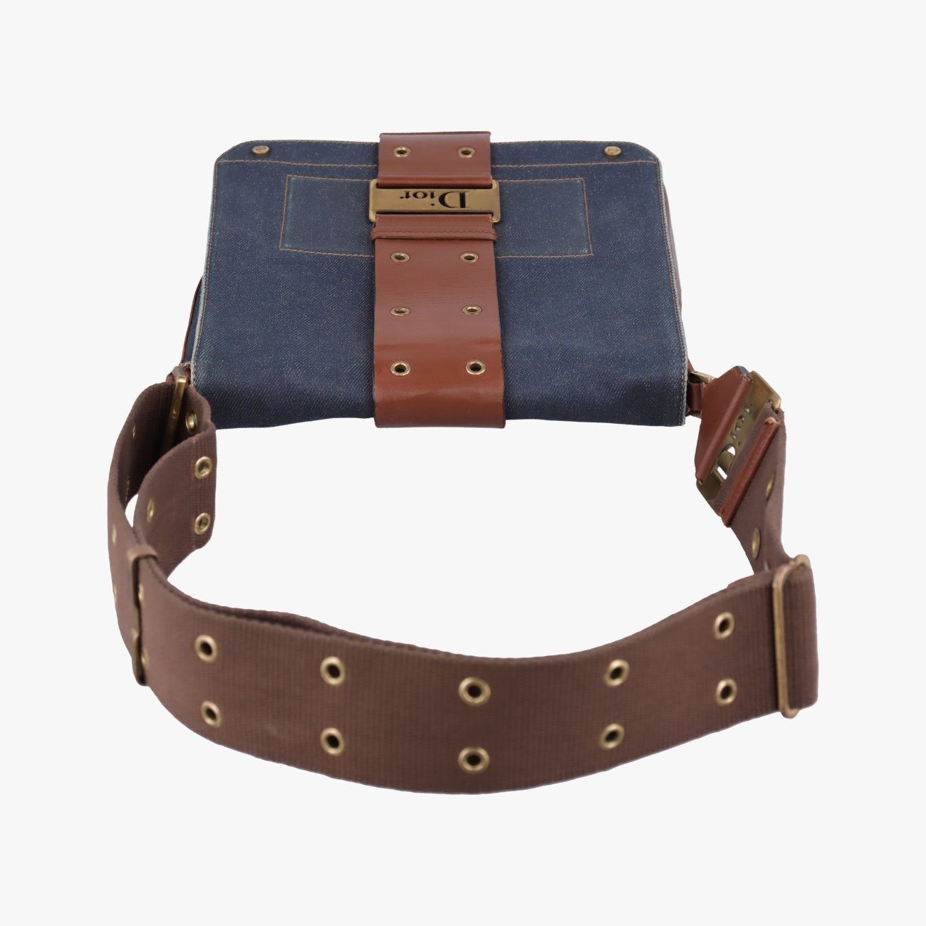 Dior Street Chic Brown Blue Canvas Leather Shoulder — view 8