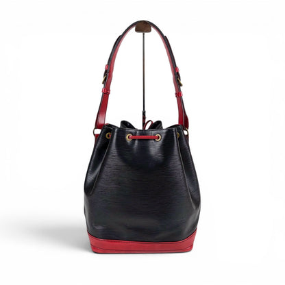 Louis Vuitton Noe Epi Leather Shoulder Bag Drawstring Black Red Noir — view 3