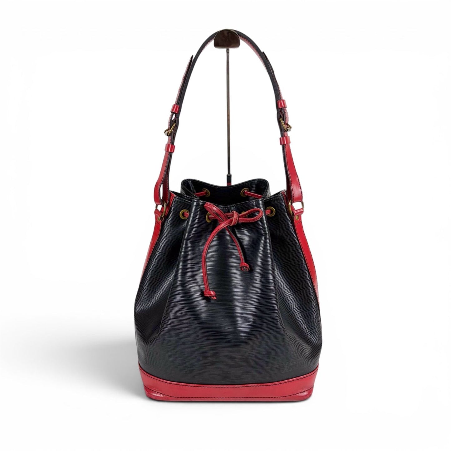Louis Vuitton Noe Epi Leather Shoulder Bag Drawstring Black Red Noir — view 2