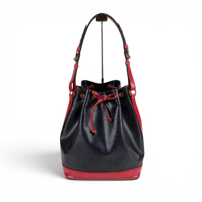Louis Vuitton Noe Epi Leather Shoulder Bag Drawstring Black Red Noir — view 2