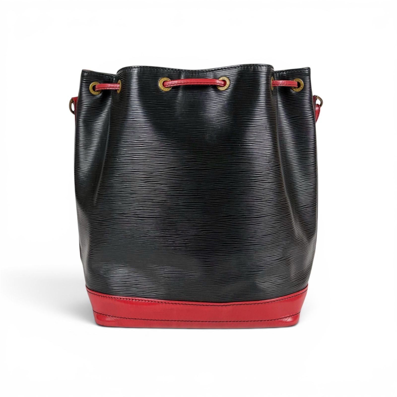 Louis Vuitton Noe Epi Leather Shoulder Bag Drawstring Black Red Noir — view 7