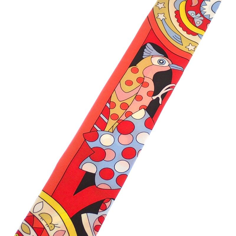 Hermes Twilly les Murmures de la Foret 08 Scarf Silk Red — view 5