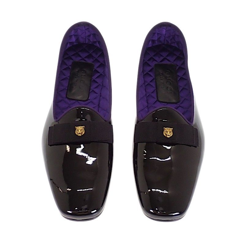 Gucci Ribbon Patent Loafers Black 8 — view 2