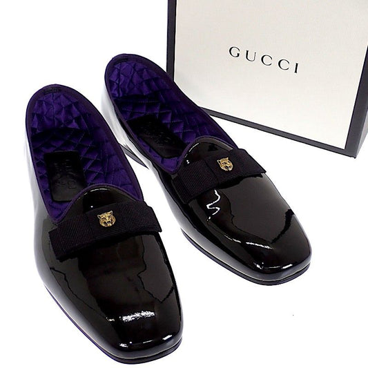 Gucci Ribbon Patent Loafers Black 8