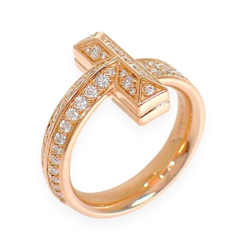 Tiffany & Co T One Actual Ring 18K Gold Rose Diamond