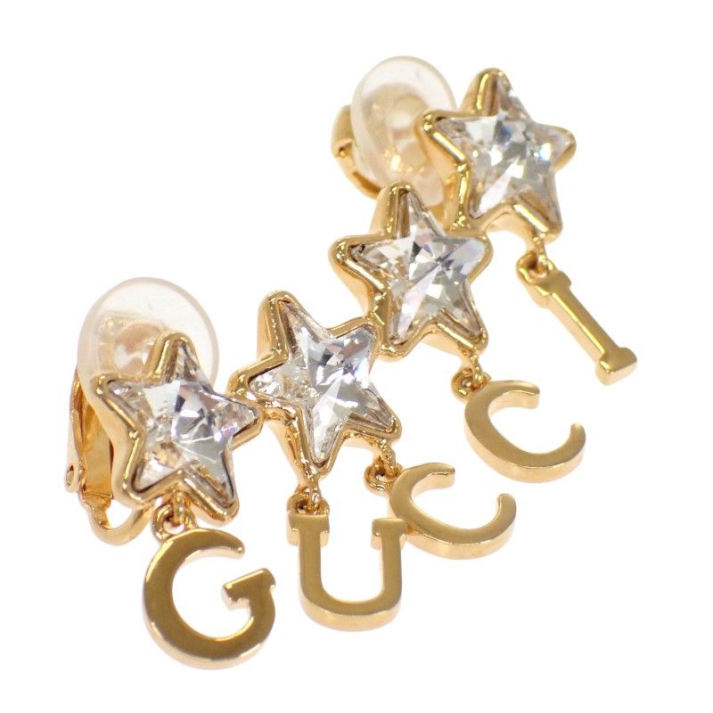 Gucci Script Logo Single Earring Included Gold Plated Star — view 5